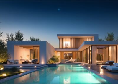 moderne luxe villa met zwembad sfeerimpressie
